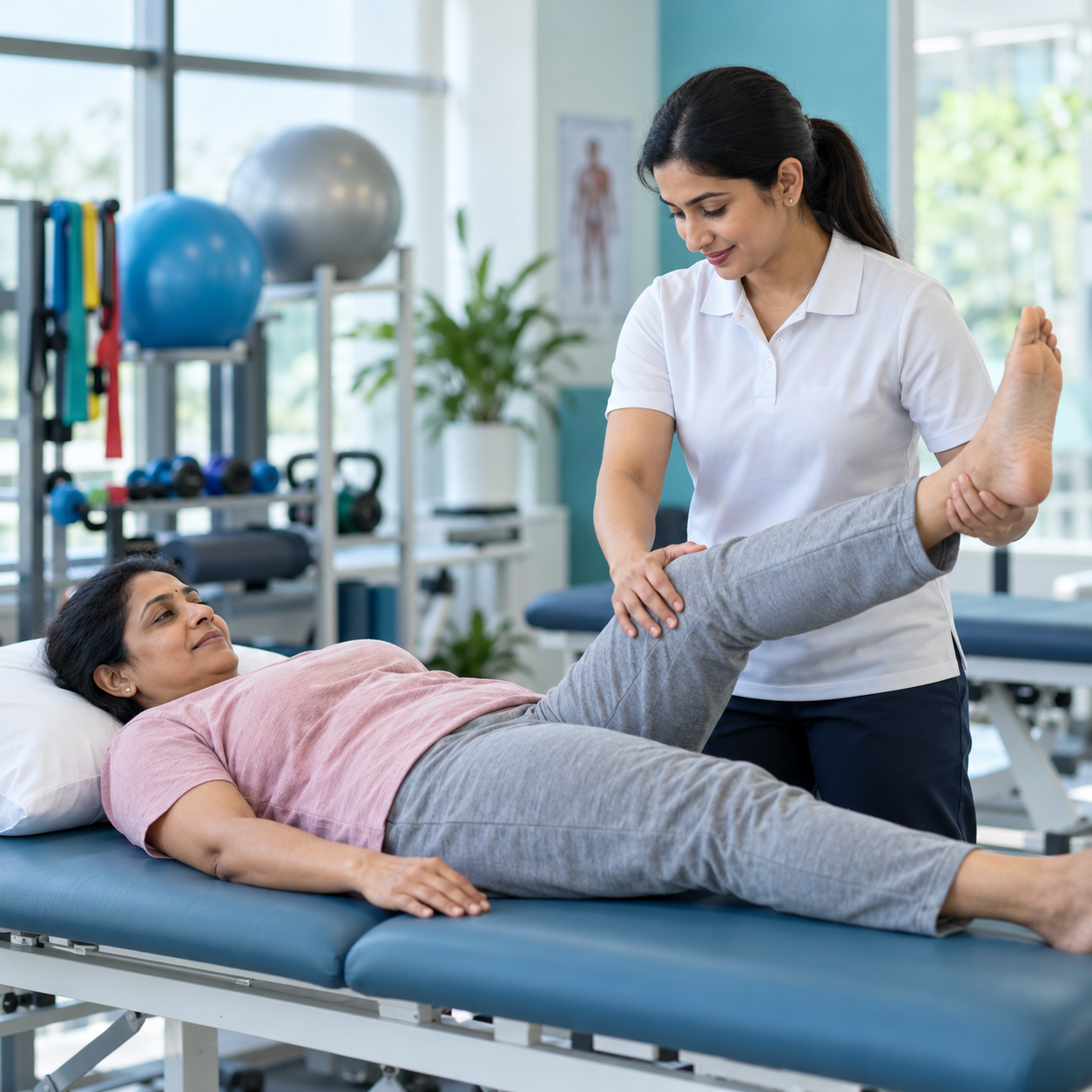 Guided Leg Mobility in a Rehab Clinic